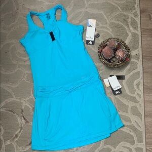 NWT🌷KYODAN🌷Bundle turquoise supplex slimming racerback long sports bra skort set